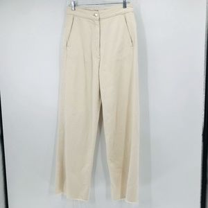 Zara High Rise Wide Leg Denim Pants Cream Ivory Size 4